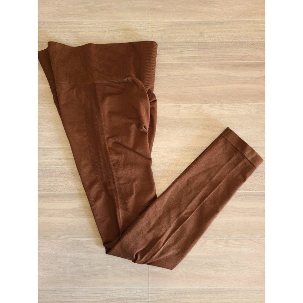 Rust Ribbed Leggings XS High Waist Scrunch Butt Seamless Stretch Yoga Pants